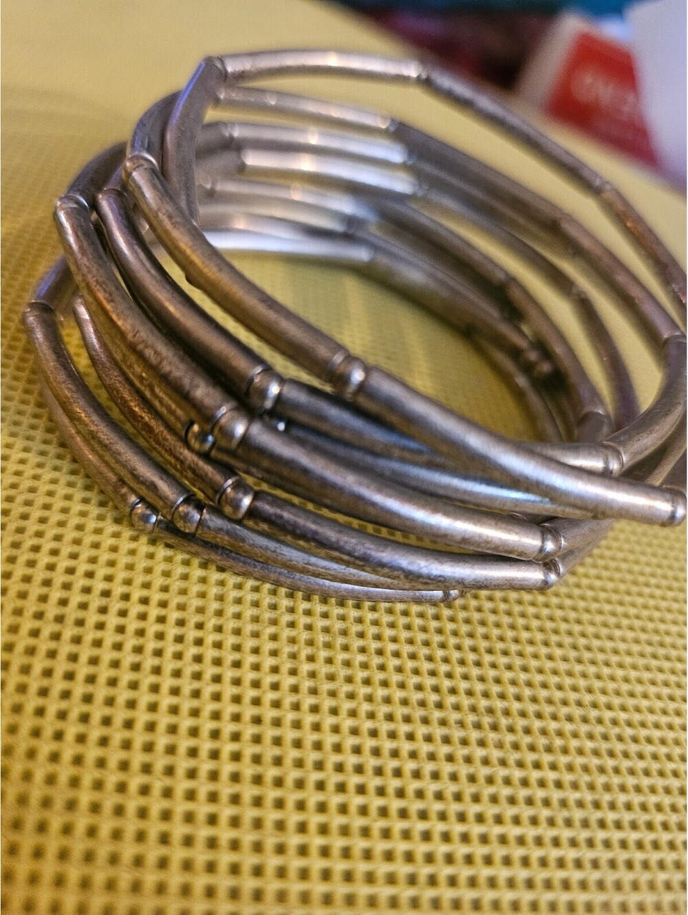 Silver tubed stack bracelet vintage - as shown - as is